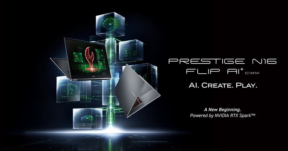 微星尊爵 Prestige N16 Flip AI+ 发布：RTX Spark 翻转本，16 日开售