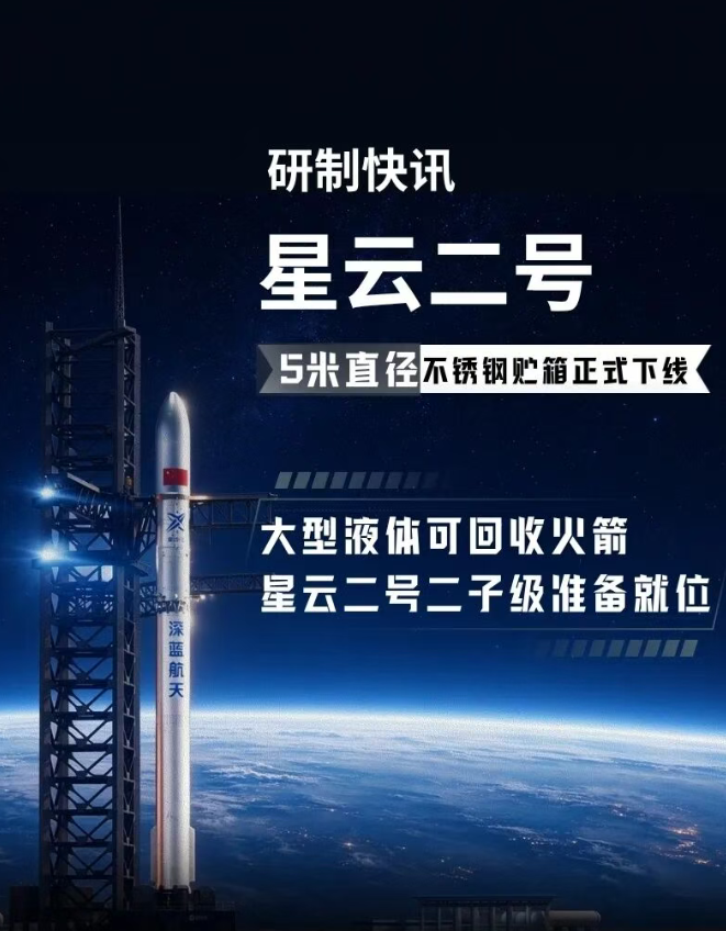 国内最大,深蓝航天研制的 5 米直径不锈钢共底贮箱下线