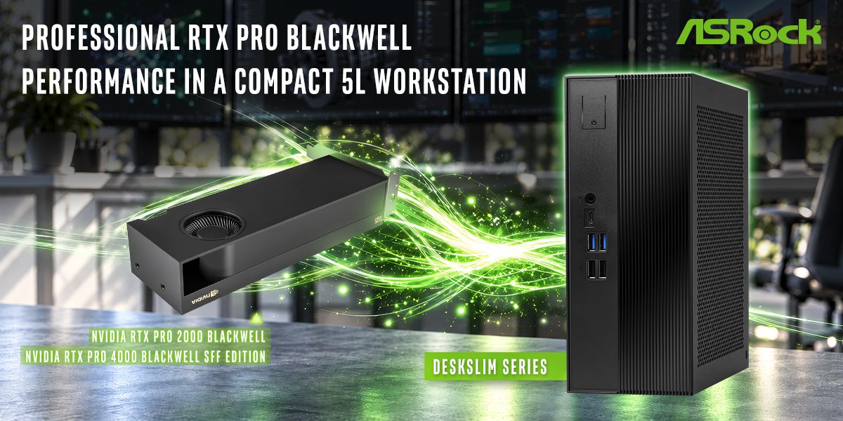 华擎 DeskSlim X600 / B760 台式机支持英伟达 RTX PRO Blackwell 显卡