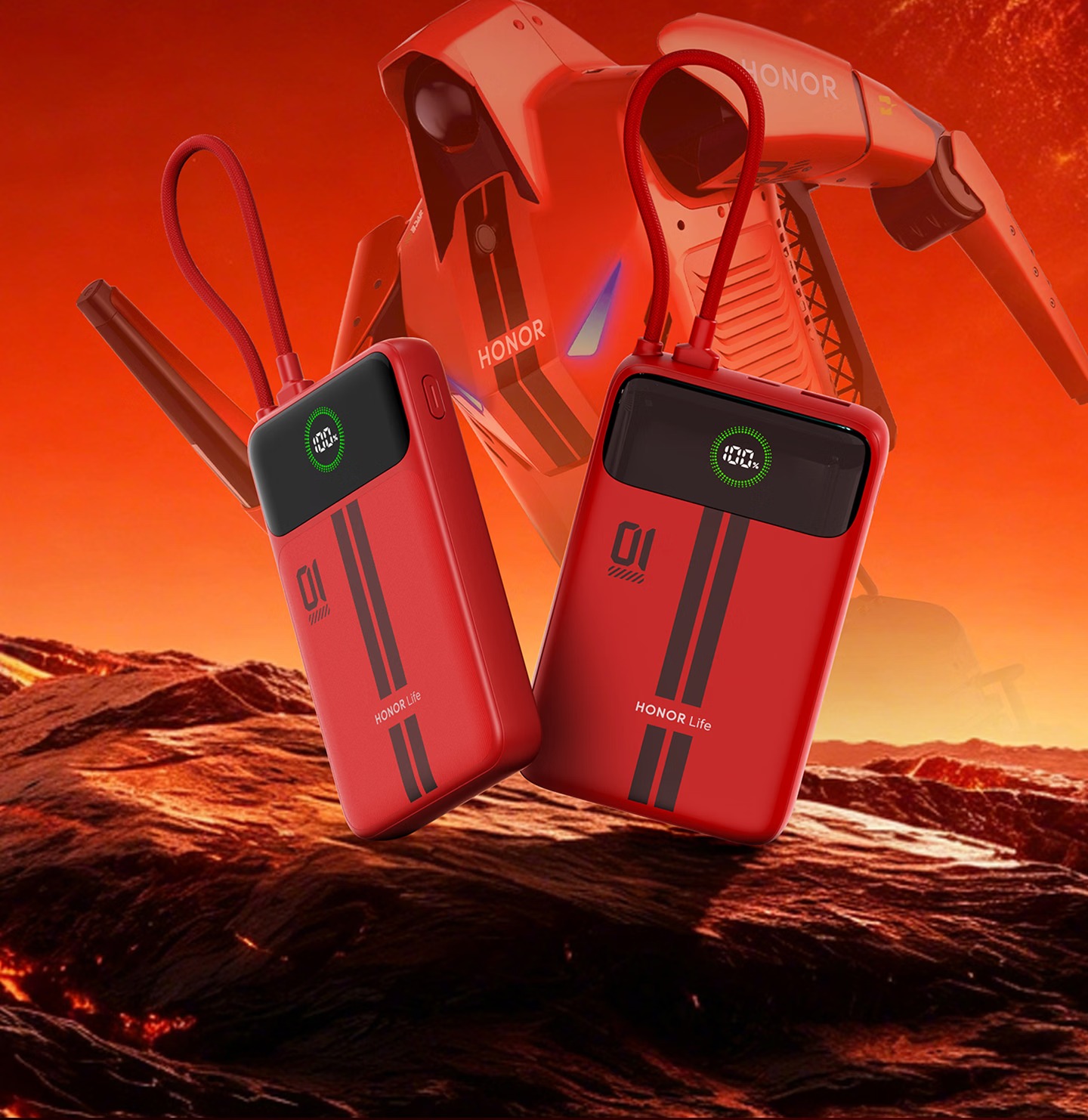 荣耀 HONOR Life 自带线移动电源发售:22.5W 双向快充,20000mAh 版 198 元