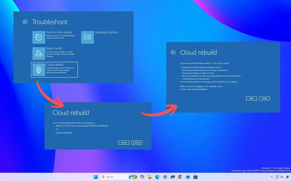 微软 Win11 新增“云重建”功能，无需 U 盘即可重装系统