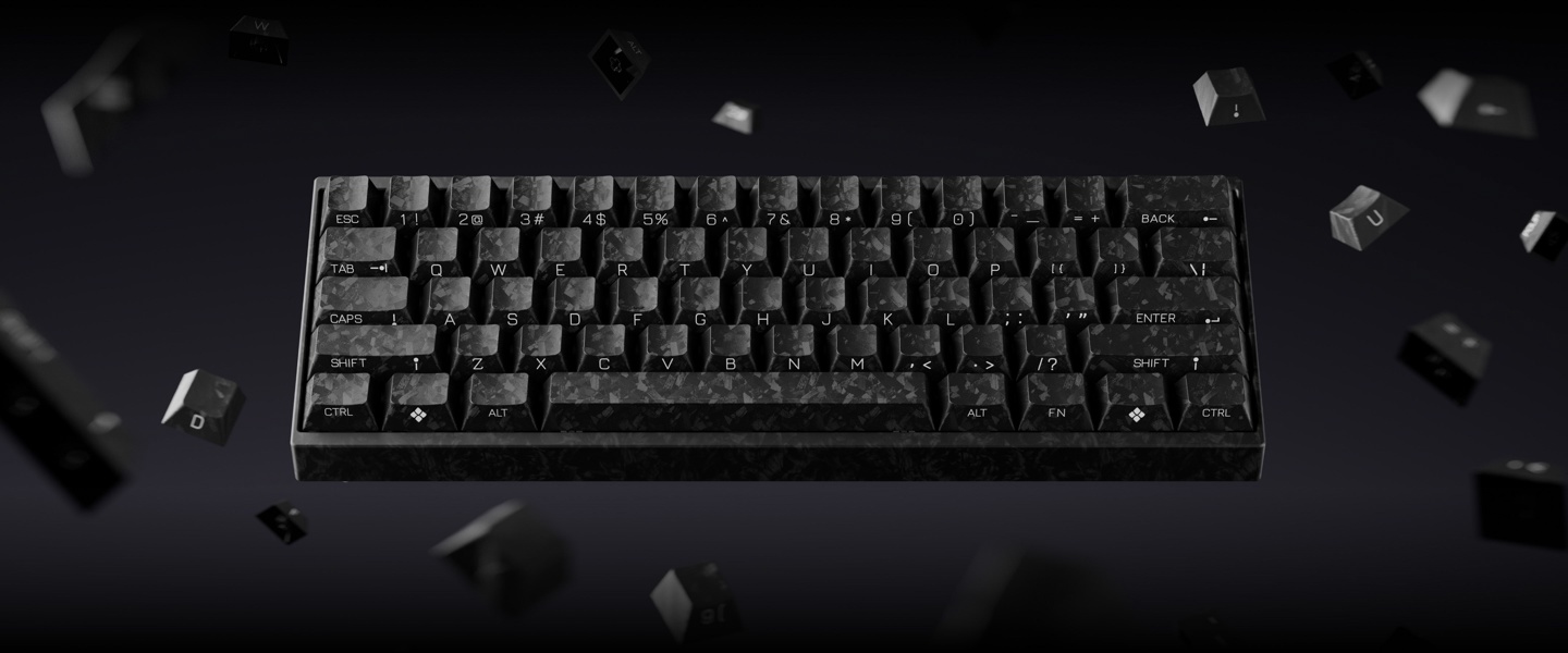 Keychron 推出 Carbon 60 HE 8K 磁轴键盘:从内到外复合碳纤维
