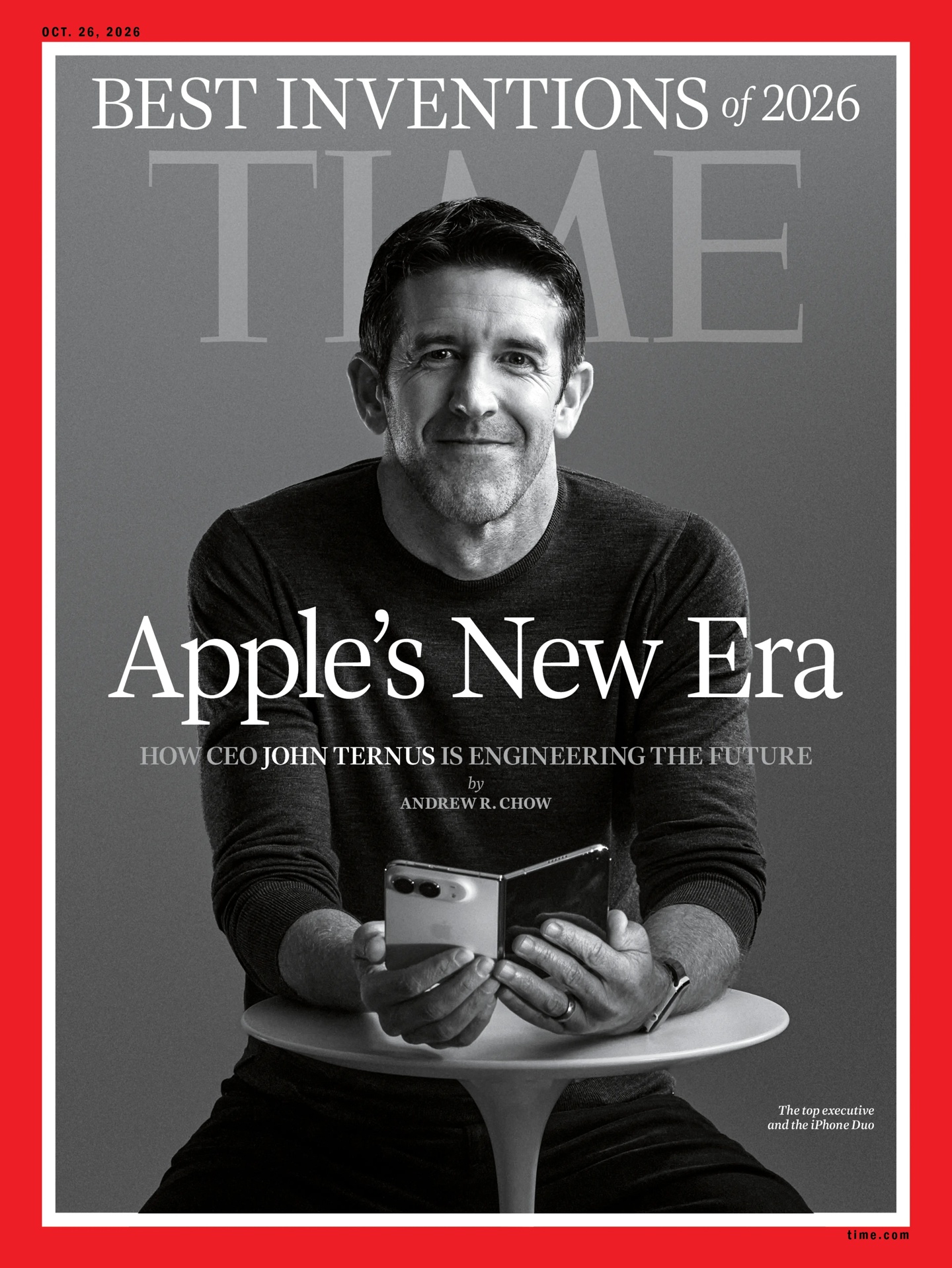 苹果 CEO 特努斯登上《时代》周刊封面:谈公司未来 50 年,iPhone Duo 入选 2026 年度“最佳发明”