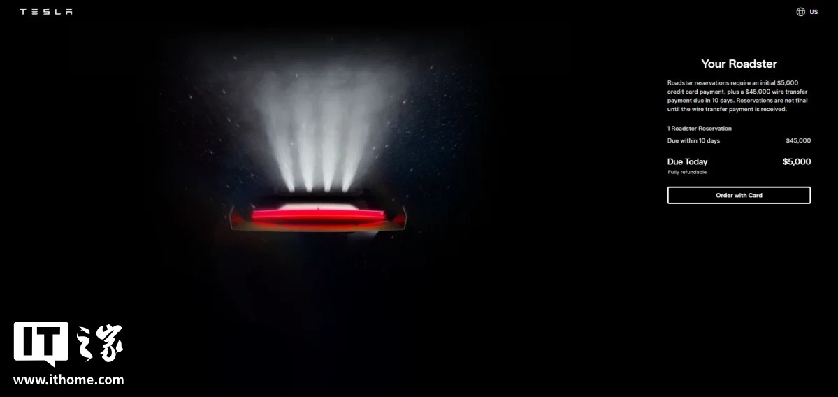 订金 5 万美元,新一代特斯拉 Roadster 重新开放预订