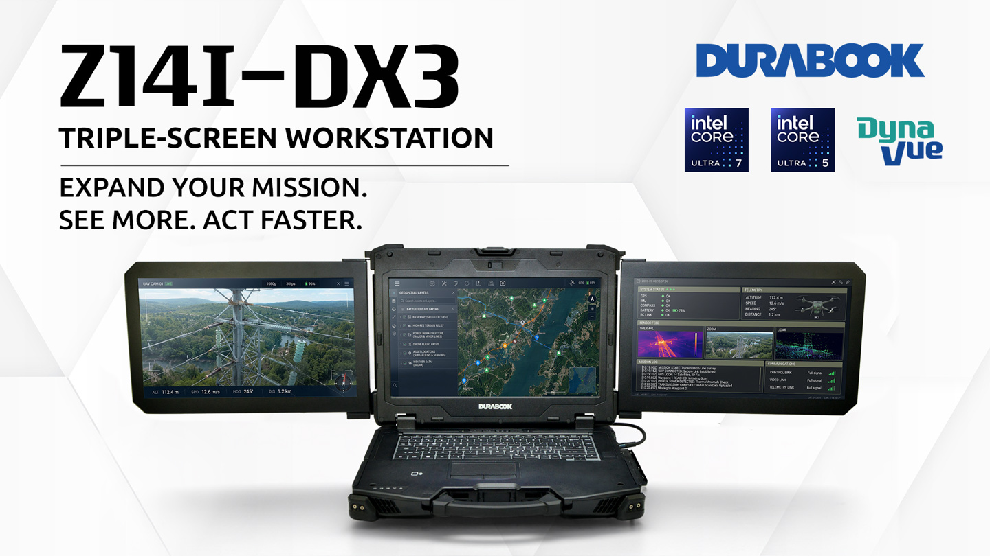 Durabook 发布强固型移动工作站 Z14I-DX3：原生三屏配置，整机 9.8kg