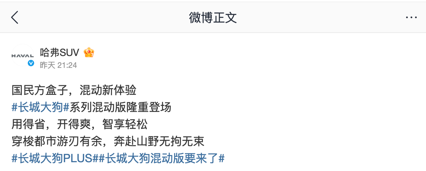 长城大狗系列混动版车型官图公布,官宣即将上市