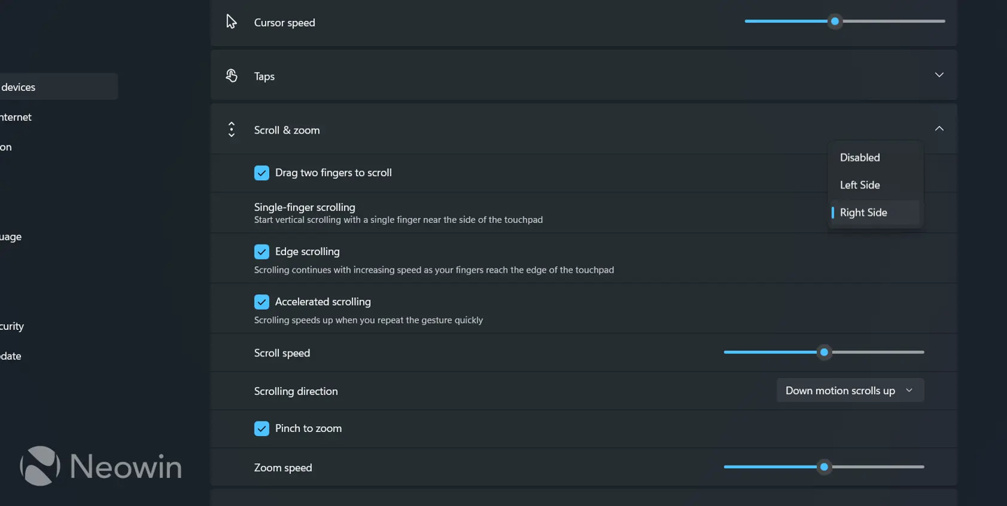 微软 Win11 预览版新特性：配高精度触控板的笔记本支持单指滚动