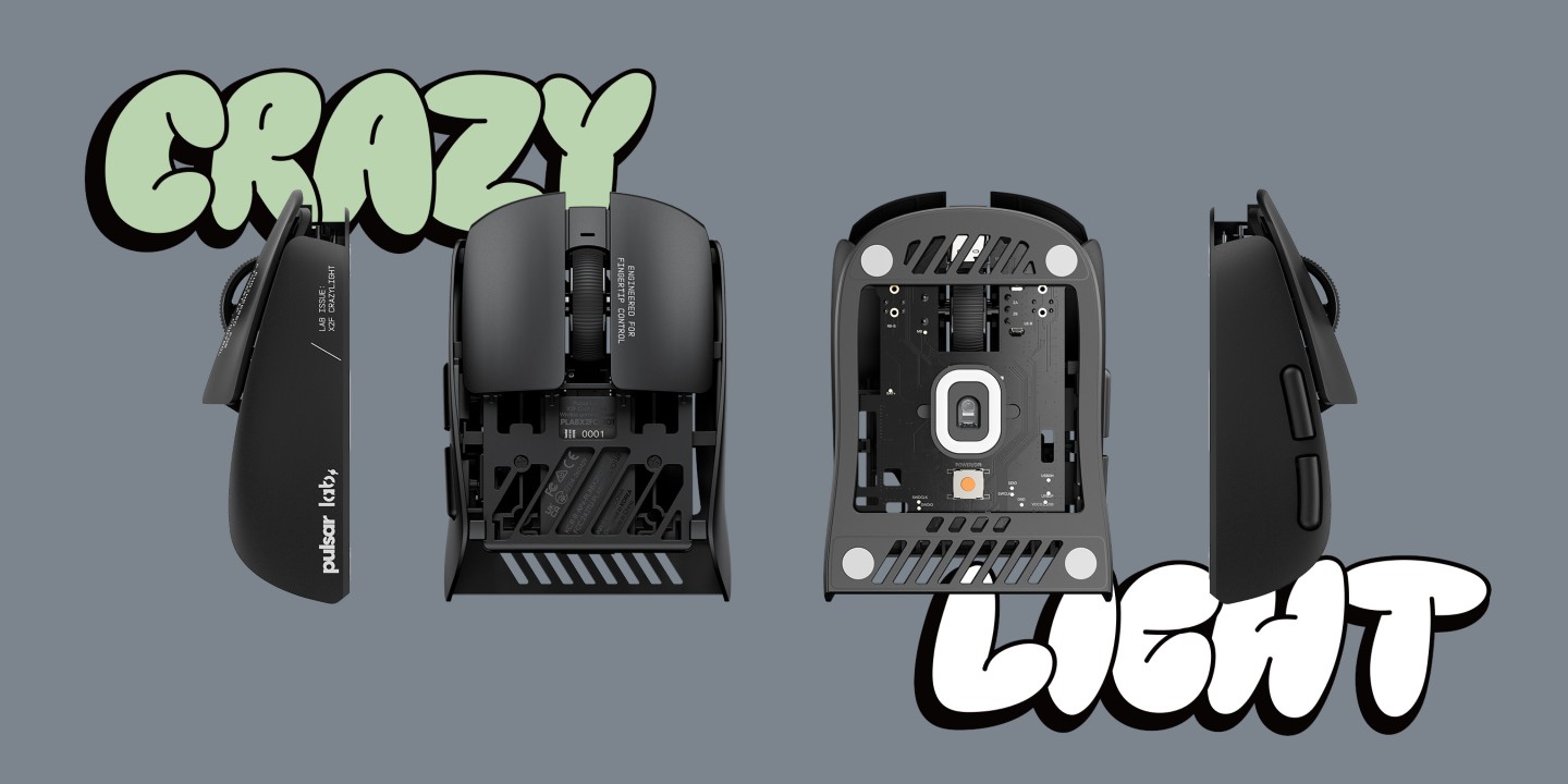 Pulsar 推出 29g 超轻量化指握鼠标 X2F CrazyLight，搭载 42K cpi 传感器