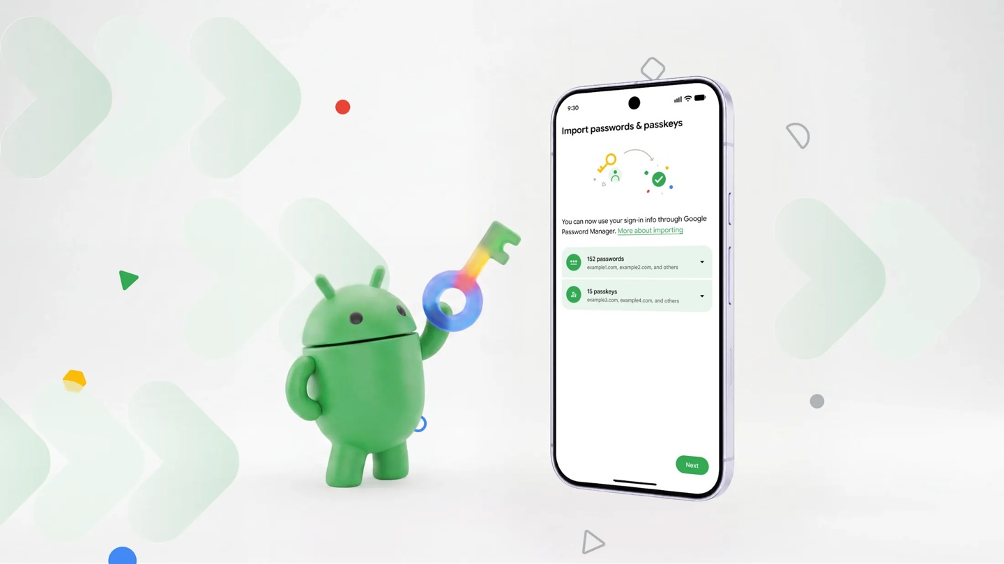 谷歌为 Android 新增系统级密码管理器迁移,通行密钥支持无缝搬家