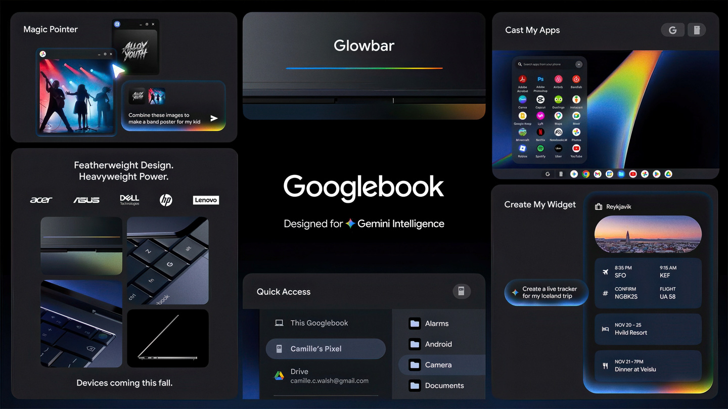 谷歌通知 9 月 21 日开放 GoogleBook 预购,融合安卓 / ChromeOS 特性