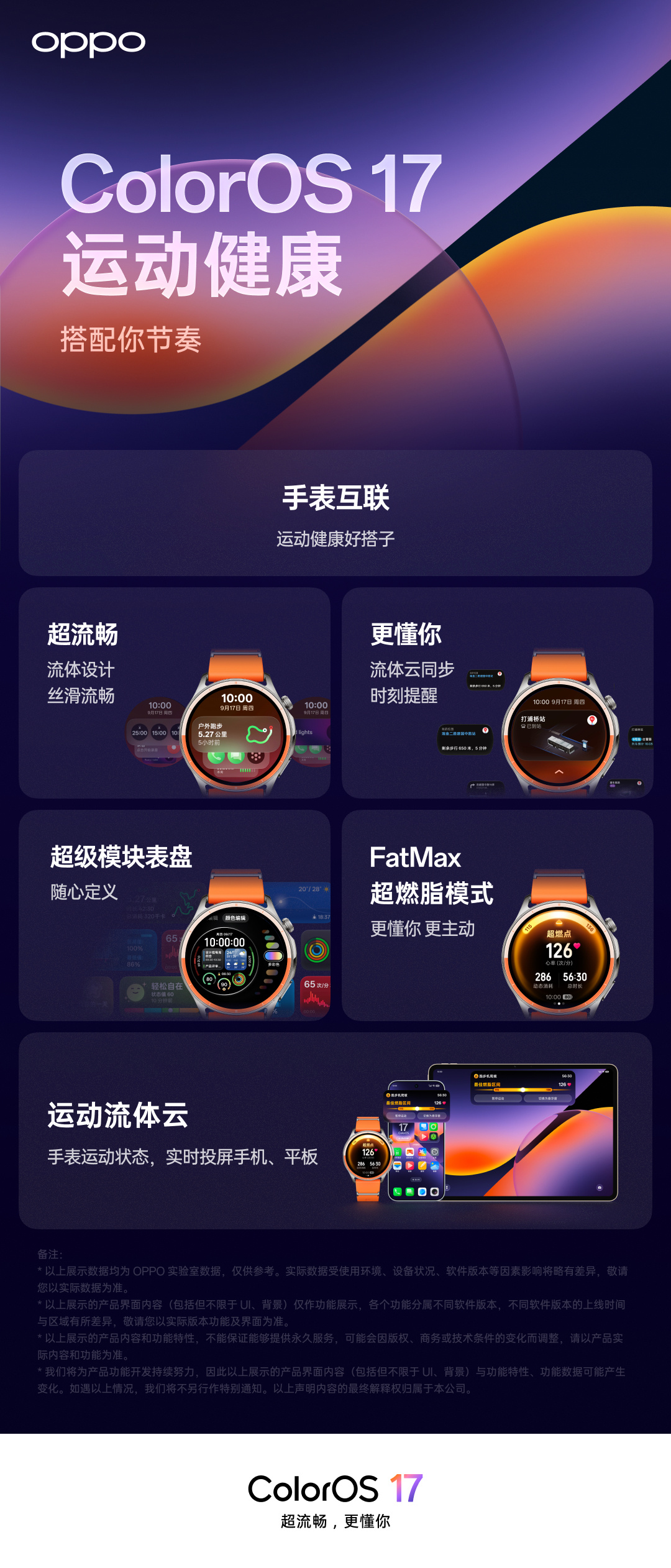 OPPO 手表将同步升级 ColorOS 17:全新流体云和小布建议可无缝流转到手表