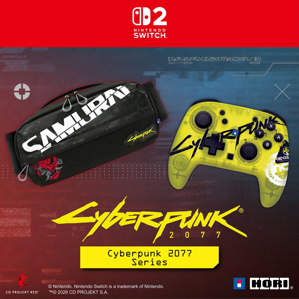 HORI 公布《赛博朋克 2077》主题 Switch 2 手柄与斜挎单肩包