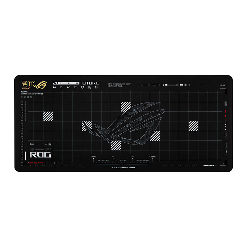华硕 ROG 冲锋甲 2 XXL 20 周年版鼠标垫发售:专属黑金配色设计,299 元