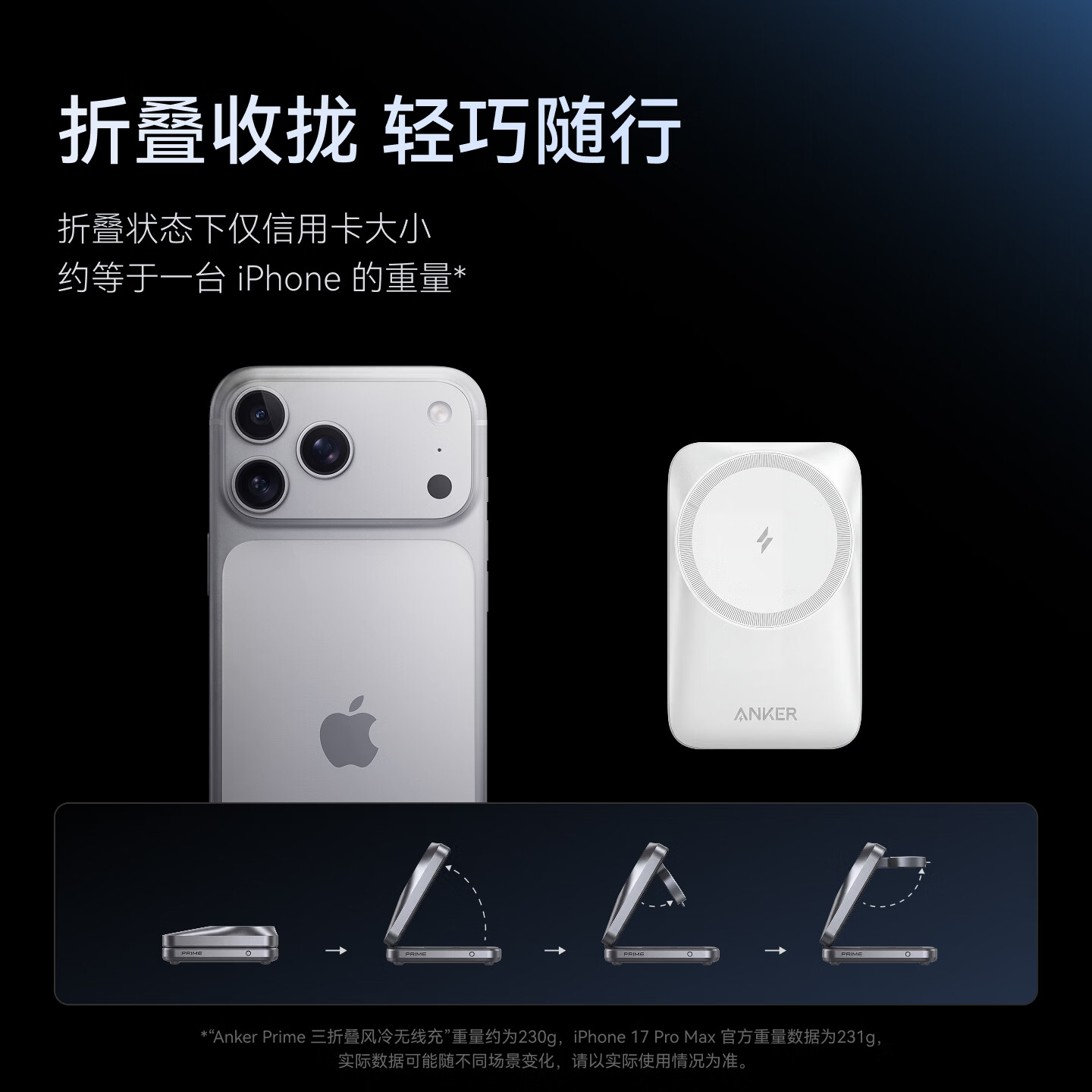ANKER 安克 Prime 三折叠风冷多合一无线充电器新增白色版本,799 元