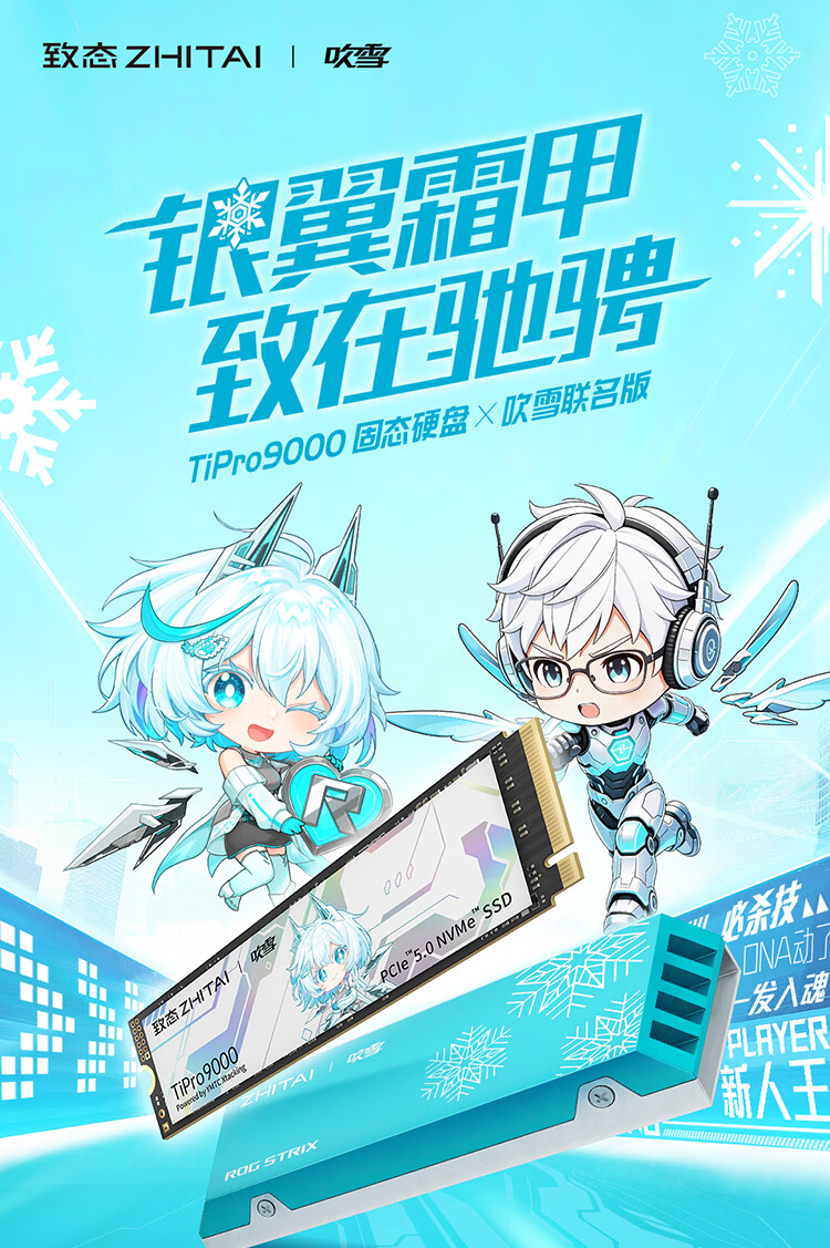 致态 TiPro9000 固态硬盘 × 吹雪联名版发售:融入华硕 RO 宝 · 吹雪姬视觉元素