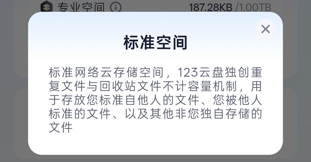 123 云盘新增专业空间:原空间更名为标准空间,老用户免费配额为 50GB + 2TB